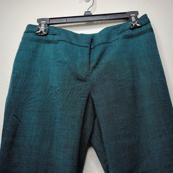 New York & Company Stretch Green Esmeralda Teal Straight Leg Pants Sz 6 Low Rise - Picture 9 of 16